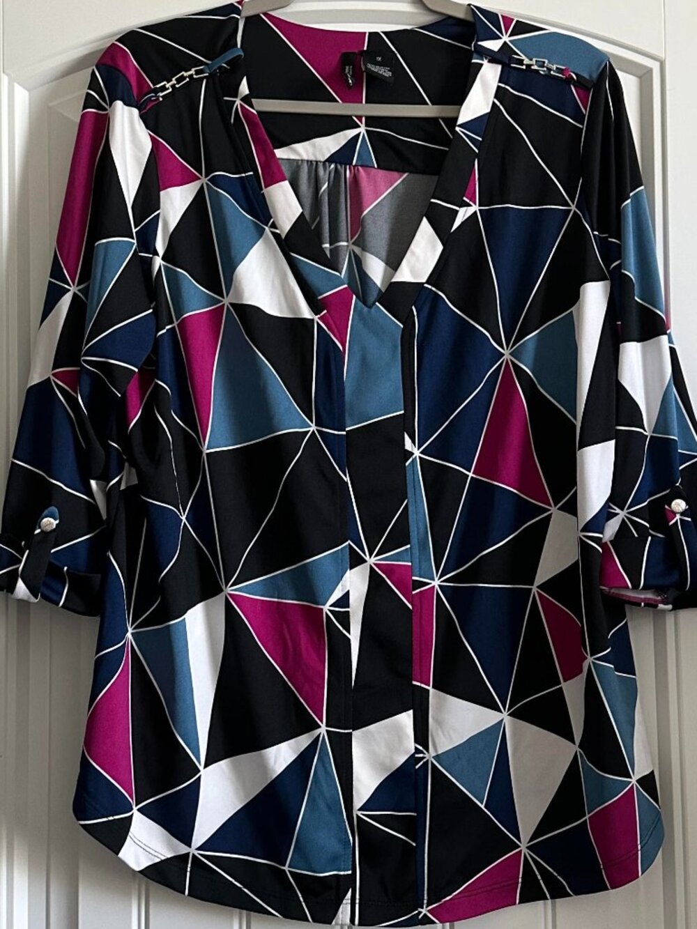 Plus Size New Direction Geometric Print Top 1X